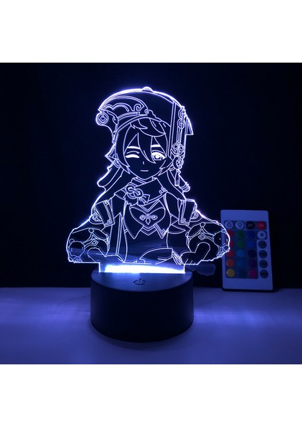 Oyun Karakteri 3D Illusion Lamba 16 Renk LED Gece Lambası Çocuk Yatak Odası Dekorasyonu Için Dokunmatik Uzaktan Kumanda ile - Duman Fei (Siyah Koltuk) (Yurt Dışından)