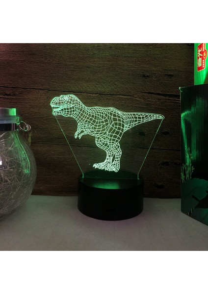 Dinozor Serisi Gece Lambası 16 Renk 3D LED Illusion Lamba Uzaktan Kumandalı Oyuncaklar Çocuk Ev Dekorasyon Işık - Dinozor R (Siyah Koltuk) (Yurt Dışından)