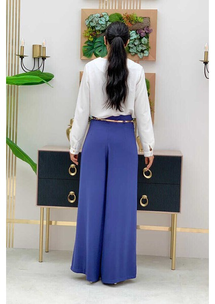 Fermuarlı Kemer Aksesuarlı Pantolon Etek 0125 Indigo fiyatları
