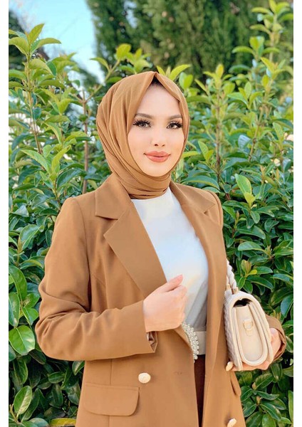 Bym Cep ve Düğme Görünümlü Uzun Ceket Pantolon Takım 8357 Taba modelleri