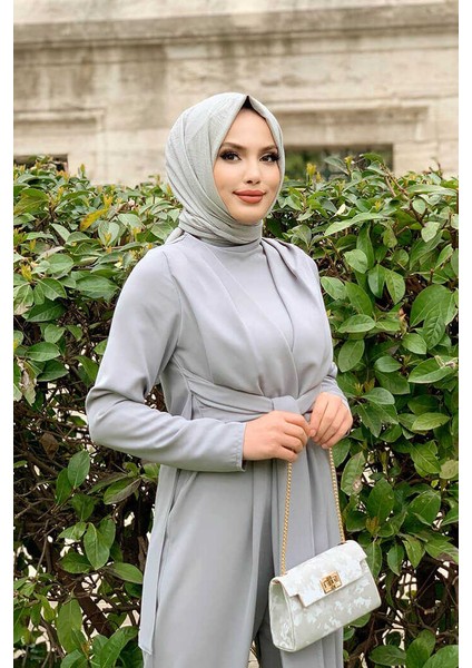 Bel Bağlama Detaylı Yarım BoğazTulım 3672 Gri modelleri