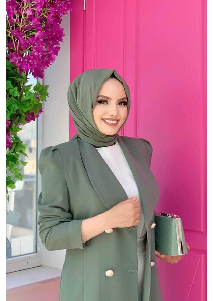 Bym Yaka Detay Ön Düğmeli Yarım Boy Ceket 7693 Mint