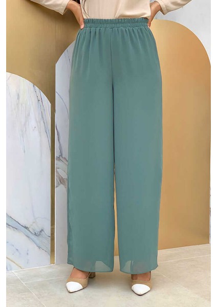 Bym Bel Lastikli Astarlı Şifon Pantolon 0267 Mint