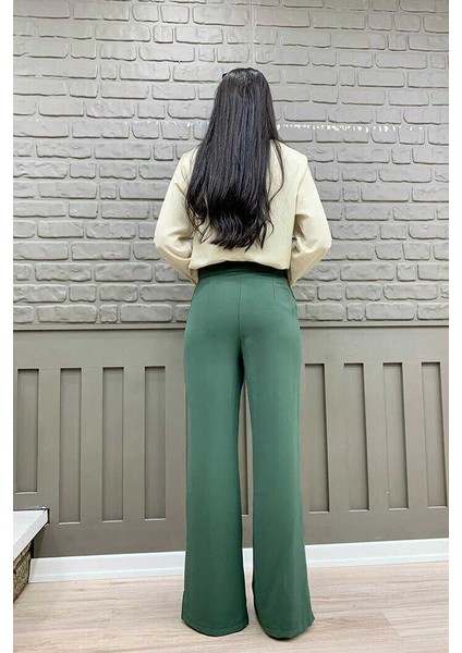 Bym Fermuarlı Yırtmaç Detaylı Cepli Krep Pantolon 0271 Mint