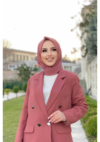 Bym Düğme Detaylı Kısa Ceket Pantolon Takım 8352 Gül Kurusu fırsatları