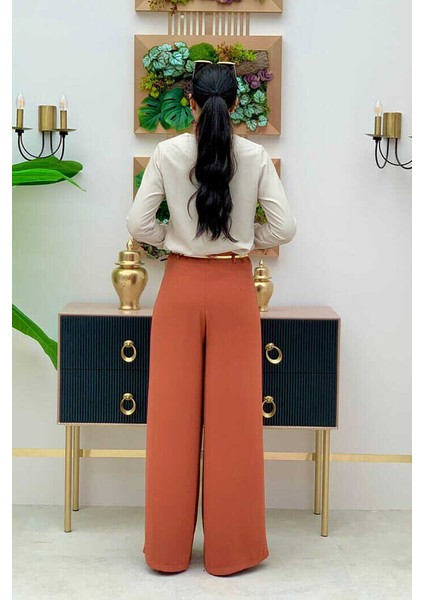 Bym Fermuarlı Kemer Aksesuarlı Pantolon Etek 0125 Kiremit fiyatları