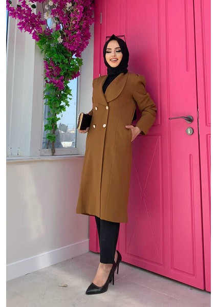 Bym Yaka Detay Ön Düğmeli Yarım Boy Ceket 7693 Taba fiyatları