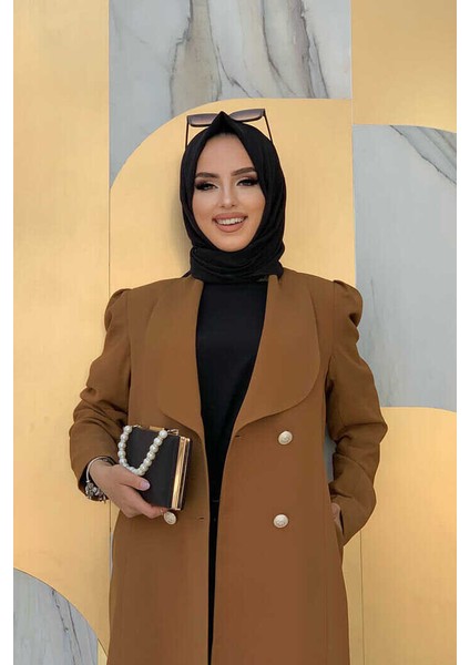 Bym Yaka Detay Ön Düğmeli Yarım Boy Ceket 7693 Taba fırsatları