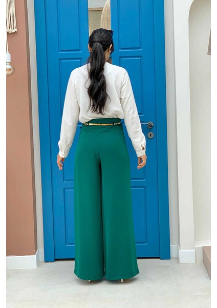 Bym Büyük Beden Fermuarlı Kemer Aksesuarlı Pantolon Etek 0125-1 Zümrüt fiyatları