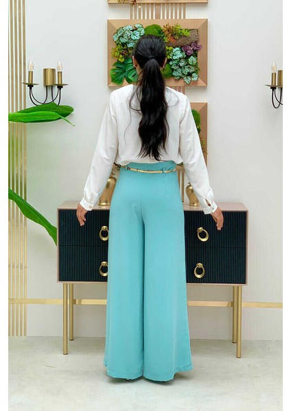 Bym Büyük Beden Fermuarlı Kemer Aksesuarlı Pantolon Etek 0125-1 Mint fiyatları