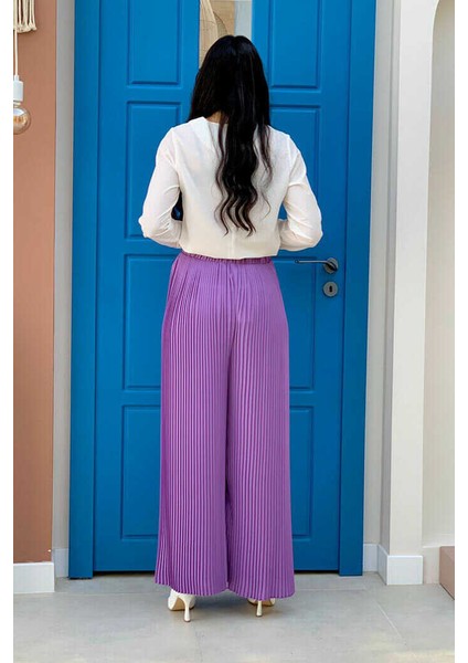 Bym Bel Lastikli Bağcık Görünümlü Piliseli Pantolon 0129 Lila fiyatları