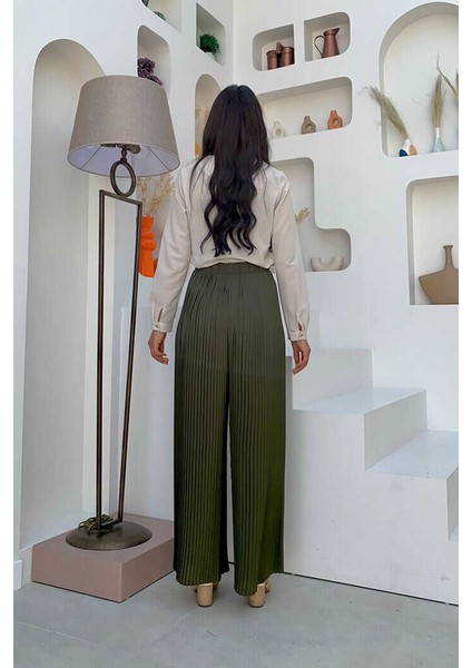 Bym Bel Lastikli Bağcık Görünümlü Piliseli Pantolon 0129 Haki fiyatları