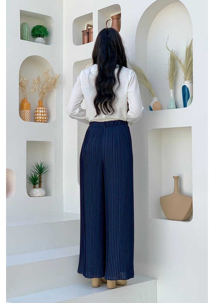 Bym Bel Lastikli Bağcık Görünümlü Piliseli Pantolon 0129 Lacivert fiyatları