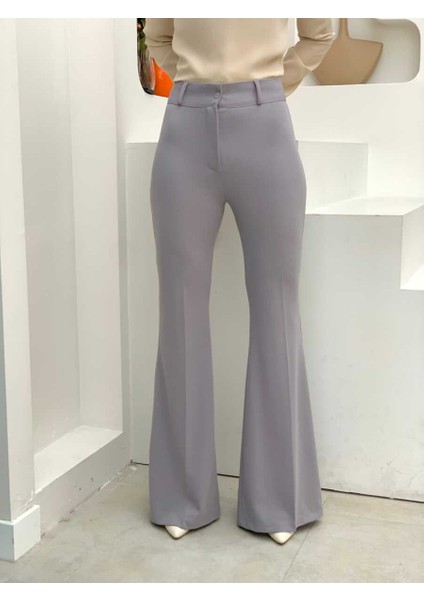 Bym Bel Fermuarlı Ispanyolpaça Pantolon 0231 Gri