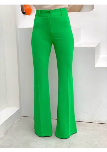 Bym Bel Fermuarlı Ispanyolpaça Pantolon 0231 Yeşil