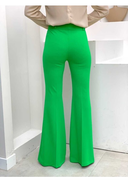 Bym Bel Fermuarlı Ispanyolpaça Pantolon 0231 Yeşil