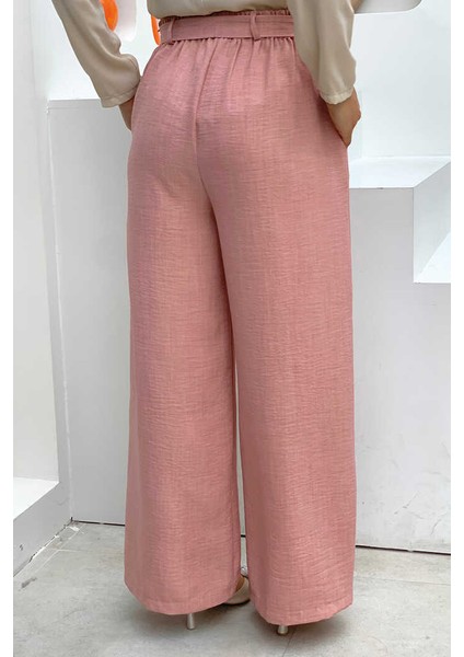 Bym Düğme Detaylı Bel Bağlamalı Cepli Bol Pantolon 0275 Gül Kurusu fiyatları