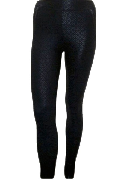 Siyah Kadın Deri Baskılı Fermuar Detaylı Cepli Pantolon Tayt EDY161 fırsatları