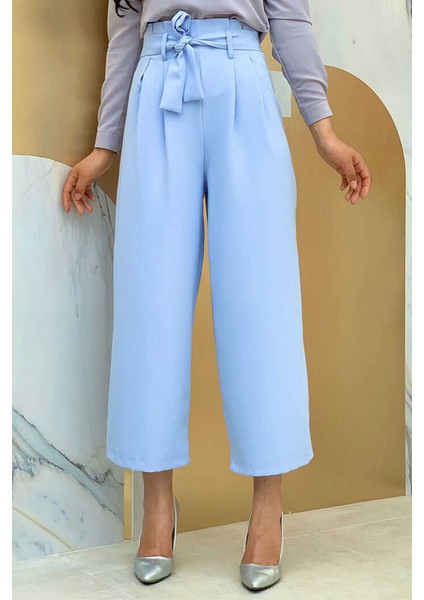 Bym Fermuarlı Bel Bağcıklı Pantolon 0174 Bebe Mavisi