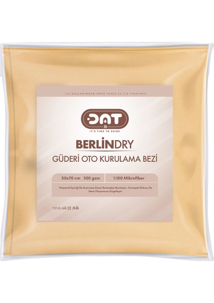 Berlindry 50X70CM %100 Mikrofiber Güderi Oto Kurulama Bezi Araç Cam Kaporta Temizlik Bezi 300GSM