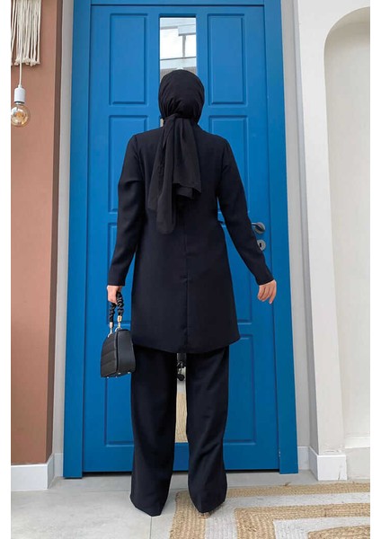 Bym Taş Baskı Desenli Tunik Pantolon Takım 8447 Siyah modelleri