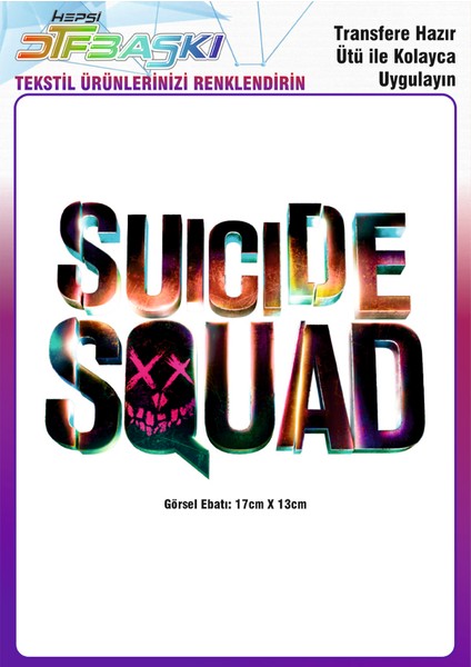 Suicide Squad Ütü ile Yapışan Tekstil Dtf Baskı