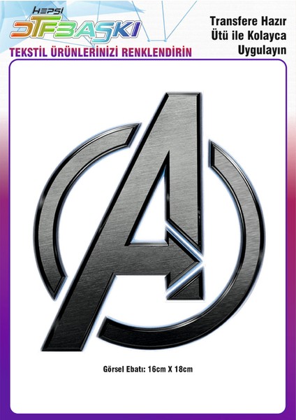 Avengers Yenilmezler Metalik Logo Ütü ile Yapışan Tekstil Dtf Baskı