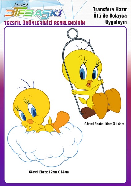 Tweety Ütü ile Yapışan Tekstil Dtf Baskı
