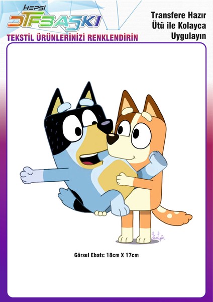 Bluey Ütü ile Yapışan Tekstil Dtf Baskı