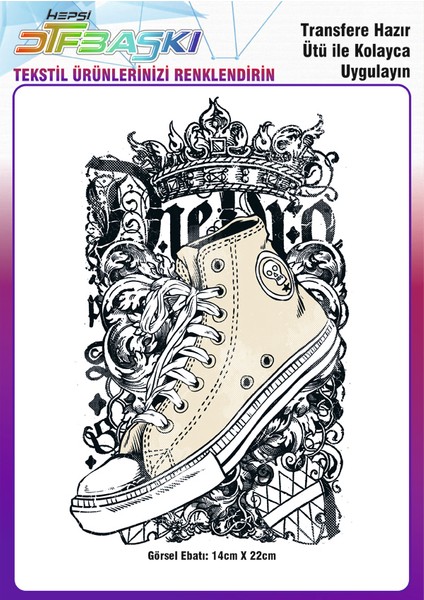 Converse Ayakkabı Ütü ile Yapışan Tekstil Dtf Baskı