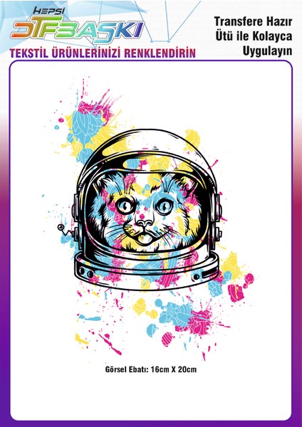Astranot Kedi Ütü ile Yapışan Tekstil Dtf Baskı