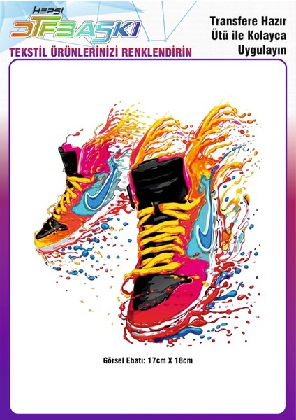 Nike Ayakkabı Splash Ütü ile Yapışan Tekstil Dtf Baskı