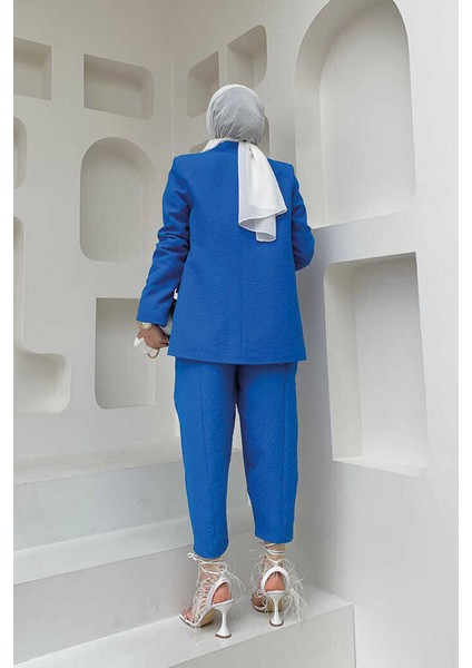 Bym Kabartma Desenli Ceker Pantolon Takım 8457 Mavi modelleri