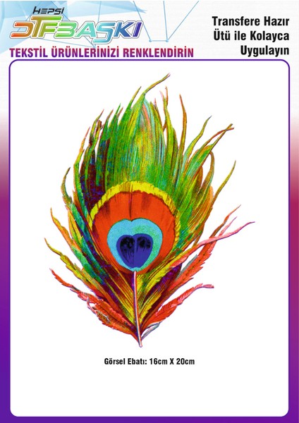 Tavus Kuşu Tüyü Ütü ile Yapışan Tekstil Dtf Baskı