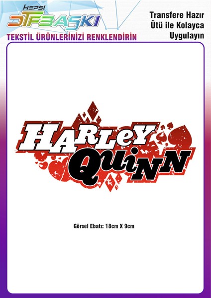Harley Quinn Logo Ütü ile Yapışan Tekstil Dtf Baskı
