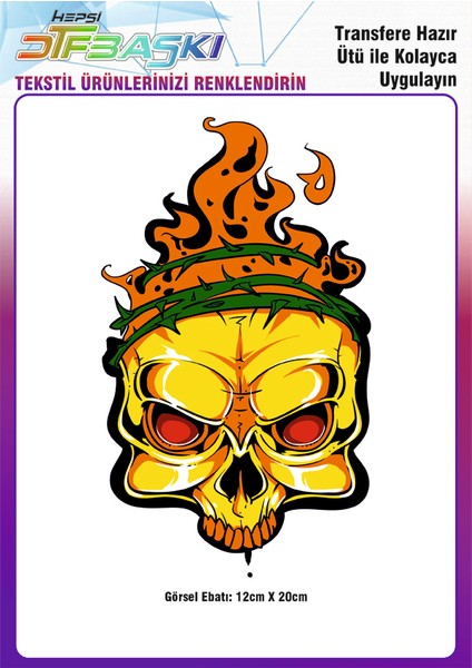Alevli Kuru Kafa Ütü ile Yapışan Tekstil Dtf Baskı