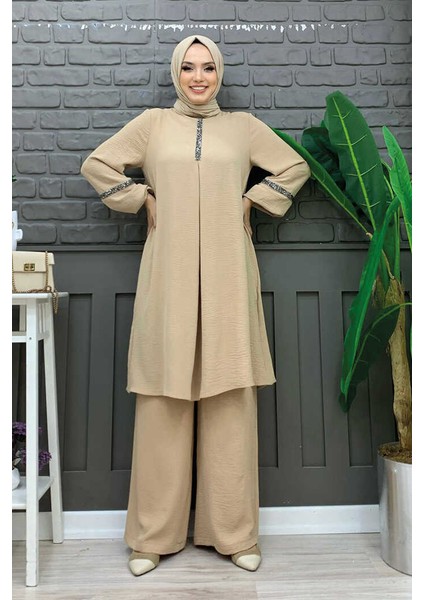 Bym Taş Işleme Detaylı Pantolonlu Tunik Takım 8464 Taş