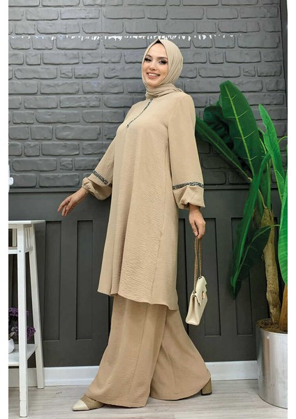 Bym Taş Işleme Detaylı Pantolonlu Tunik Takım 8464 Taş modelleri