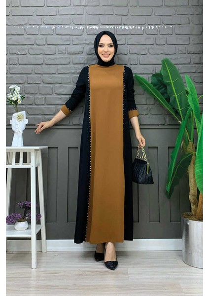 Bym Iki Renkli Taş Baskılı Elbise 3848 Siyah fiyatları