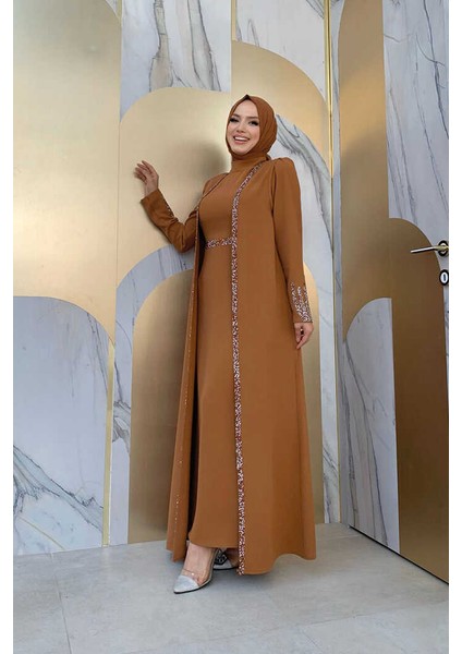 Bym 3838-1 Taş Detaylı Yelekli Takım Taba fiyatları