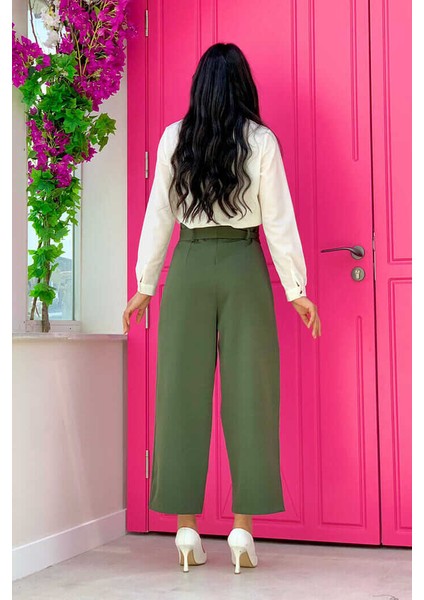 Bym Fermuarlı Bel Bağcıklı Pantolon 0174 Haki fiyatları