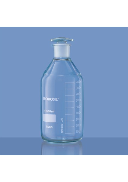 Cam Miyar Şişe 1000 mL - Cam Tıpalı Şişe 1 Litre - Isı ve Kimyasala Dayanıklı - Yüksek Kalite