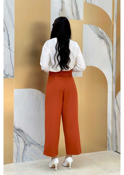 Bym Büyük Beden Fermuarlı Bel Bağcıklı Pantolon 0174-1 Kiremit fiyatları