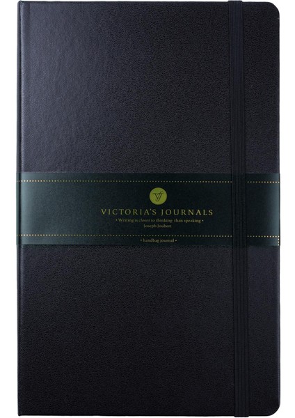 Victoria's Journals Venzi Classic Vegan Deri Sert Kapaklı Kapaklı Çizgisiz Not Defteri 19X25 cm Siyah