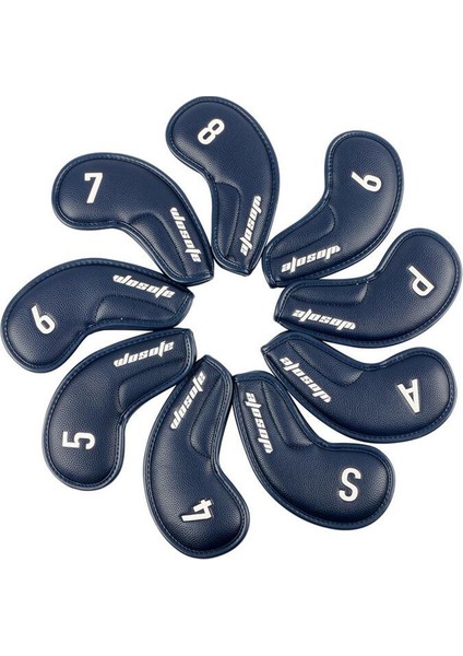 9x Golf Demir Kafa Kapakları Set Golf Headcover Kama Kapağı Golf Kulübü Baş Kapak Mavi (Yurt Dışından)