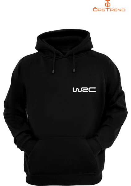 Wrc Baskılı 3 Iplik Unisex Siyah Kapişonlu Sweatshirt