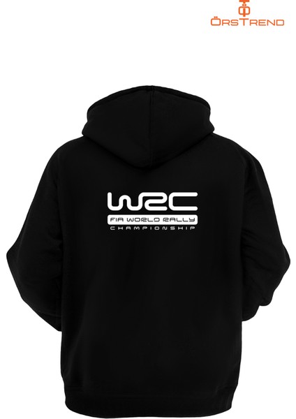 Wrc Baskılı 3 Iplik Unisex Siyah Kapişonlu Sweatshirt