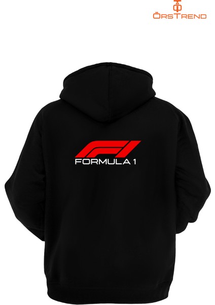 Formula 1 Baskılı 3 Iplik Unisex Siyah Kapişonlu Sweatshirt fiyatları