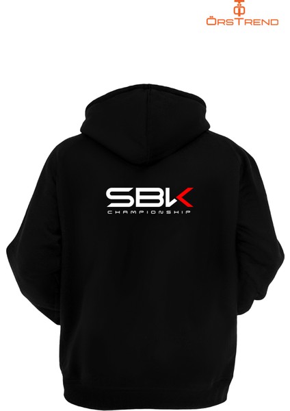 Sbk Baskılı 3 Iplik Unisex Siyah Kapişonlu Sweatshirt