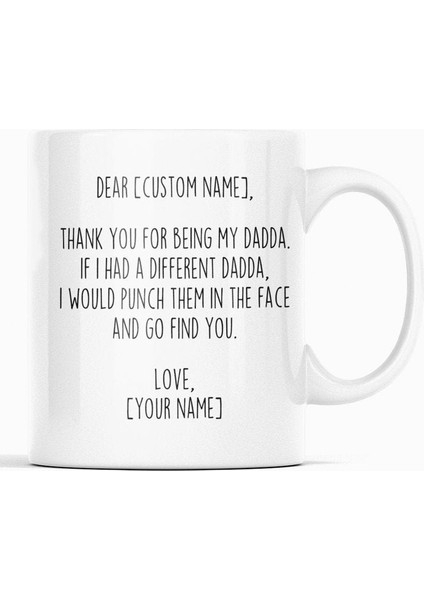 Dadda Ingilizce Kupa Bardak, Ingilizce Dadda Kişiye Özel Kupa Bardağı Ingilizce Bardak